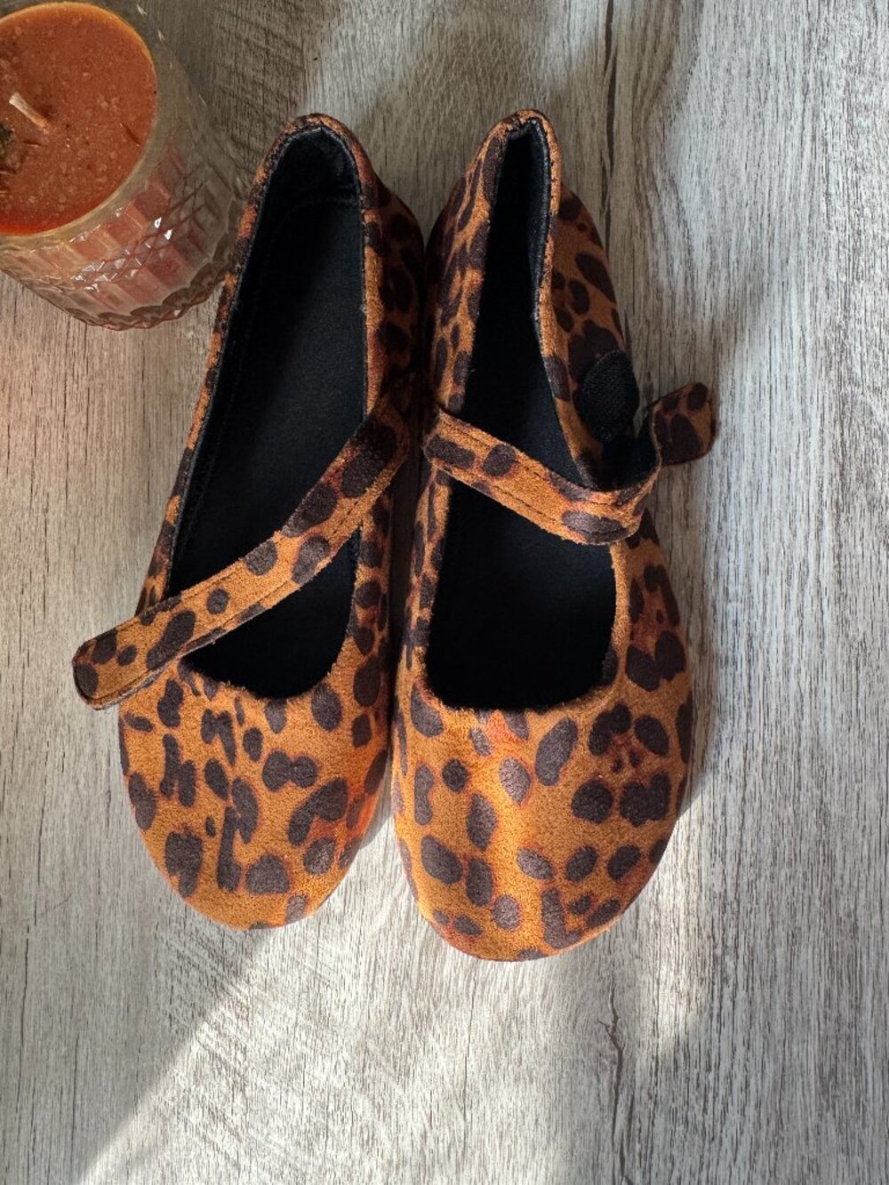 Leopard print mary jane flats